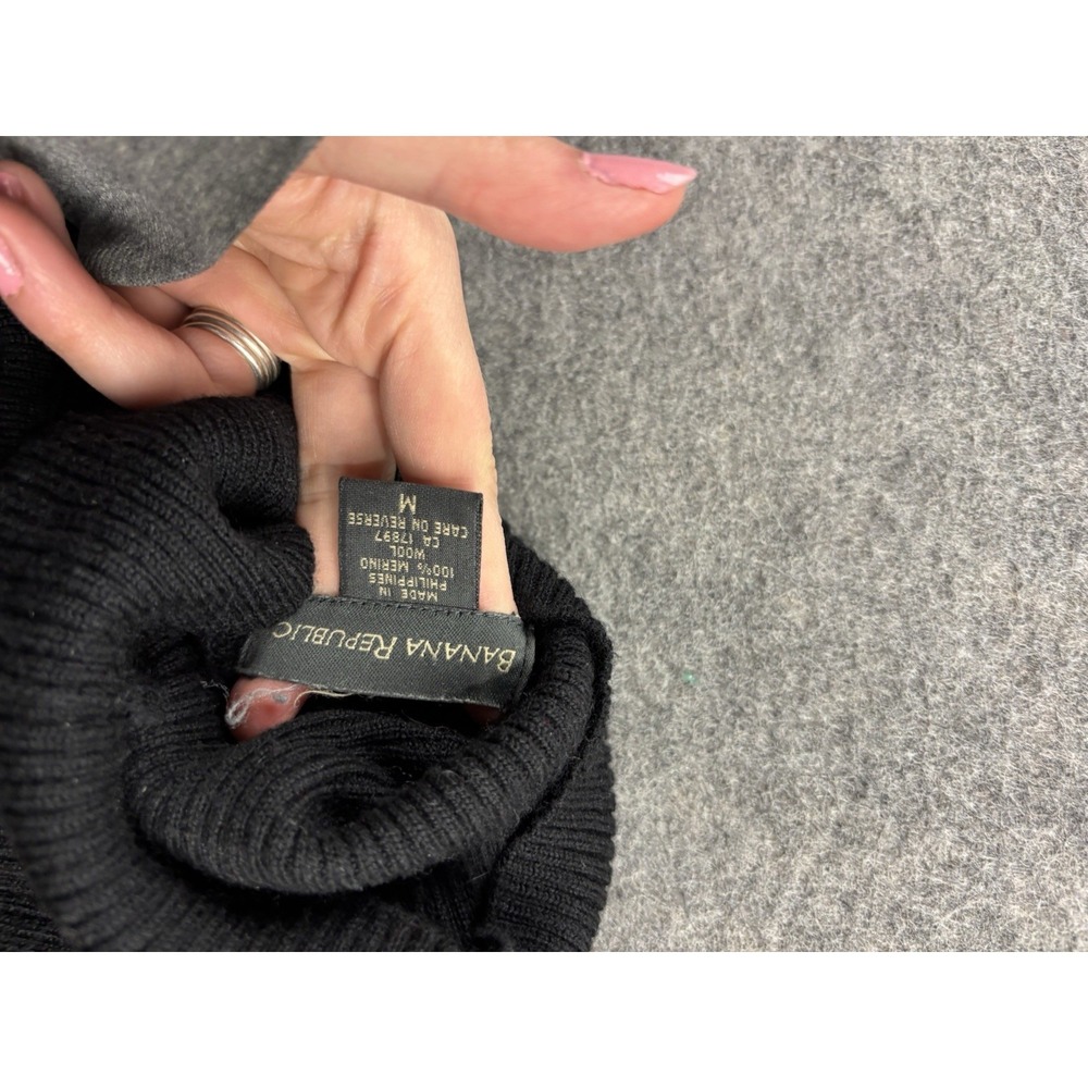 Black Turtleneck Ribbed Women's Sweater - Picture 7 of 8